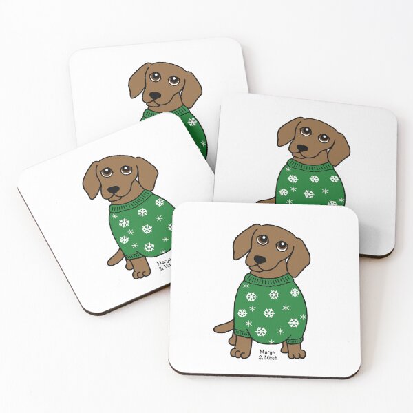 Item preview, Cute Dachshund Sausage Dog in Green Christmas Jumper  designed and sold by Scat the cat.