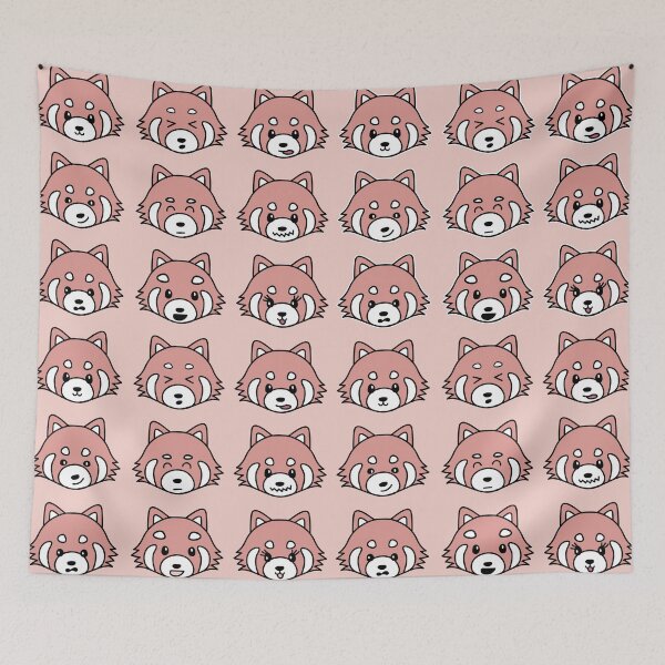 Item preview, Kawaii Red Panda Faces - Aesthetic Peach designed and sold by Good-Find.