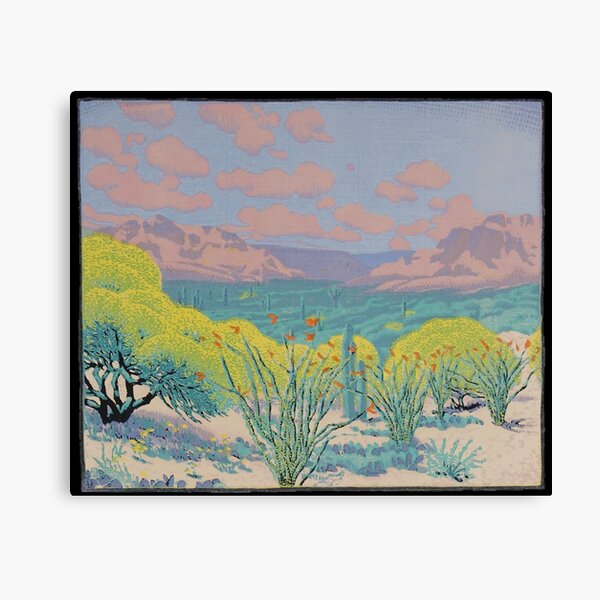 1927 Gustave Baumann Palo Verde and Ocotea Woodcut - Original color - high res scan Canvas Print