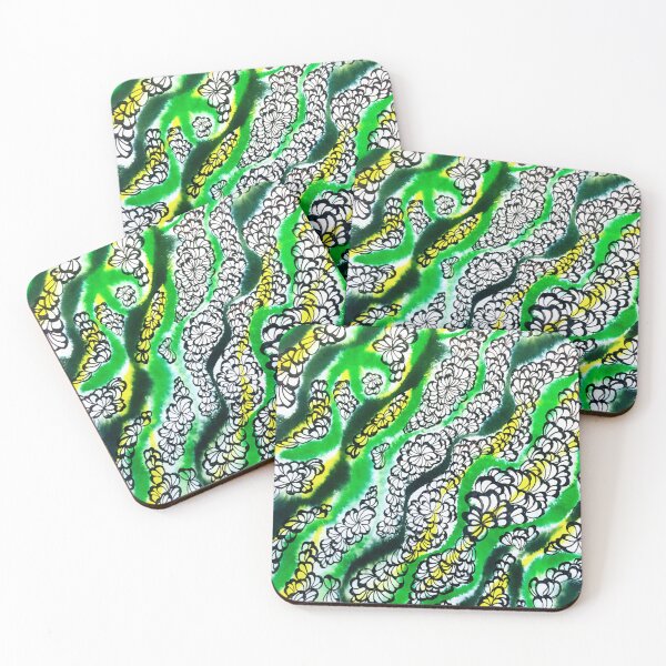 Item preview, Green Diagonal Watercolor Doodle Artwork by Jolene Edwards  designed and sold by CurlyClaraBelle.