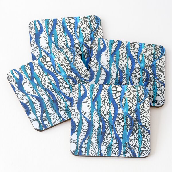 Item preview, Blue and White Doodle Artwork By Jolene Edwards designed and sold by CurlyClaraBelle.