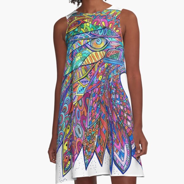 Bald eagle mandala A-Line Dress