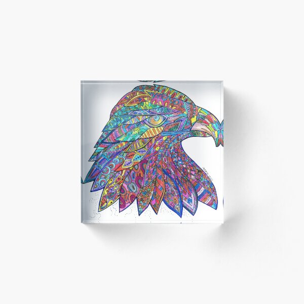 Bald eagle mandala Acrylic Block