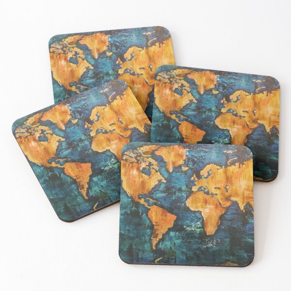 Item preview, Blue and Gold Earth Artwork by Jolene Edwards designed and sold by CurlyClaraBelle.