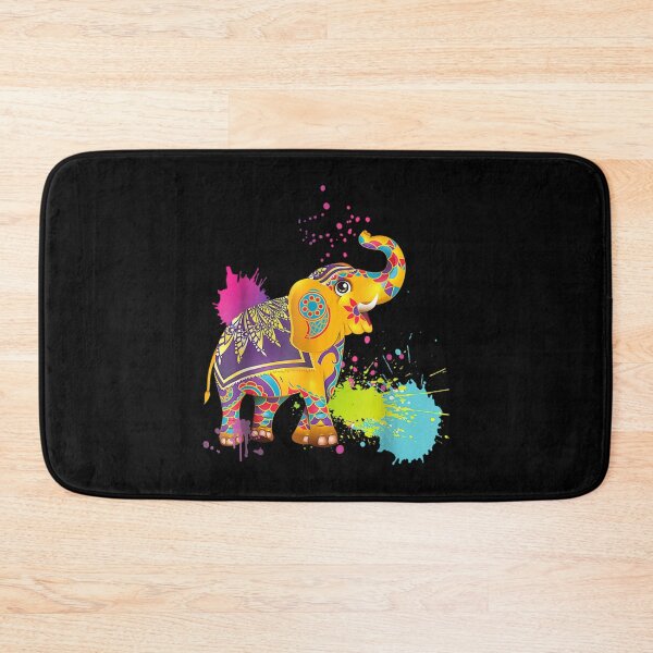 Happy Holi Tshirt Colors India Hindu Spring, Elephant Holi Bath Mat
