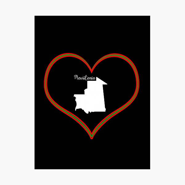 Item preview, Black heart map Mauritania designed and sold by Astralia.