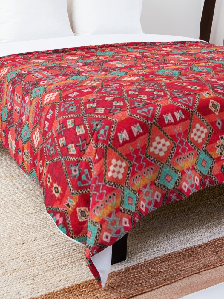 Alternate view of Red Oriental Heritage Berber Colored Moroccan Style Comforter