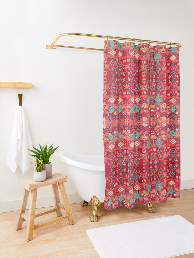 Alternate view of Red Oriental Heritage Berber Colored Moroccan Style Shower Curtain