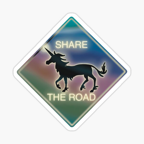 Item preview, Unicorn Share The Road Sign Neon Yellow designed and sold by BlazeraptorGirl.