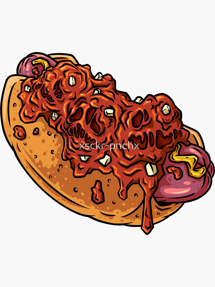 "MYSTERY MEAT CHILI DOG" Sticker for Sale by xsckrpnchx Redbubble