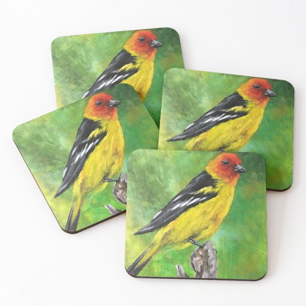 Item preview, Western Tanager Bird Artwork by Jolene Edwards designed and sold by CurlyClaraBelle.