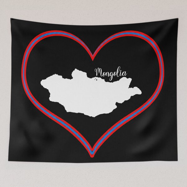 Item preview, Black heart map Mongolia designed and sold by Astralia.