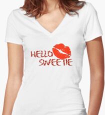 Hello Sweetie Women's Fitted V-Neck T-Shirt