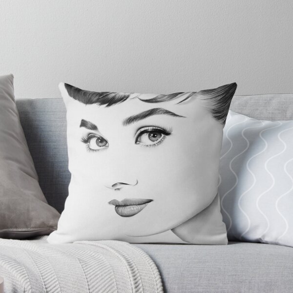 Audrey Hepburn Minimal Portrait Throw Pillow