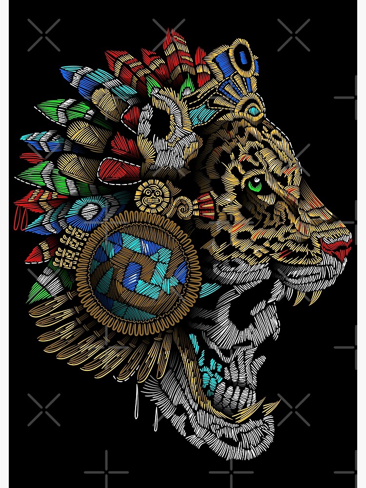 Discover jaguar warrior mexico aztec of stitch Premium Matte Vertical Poster