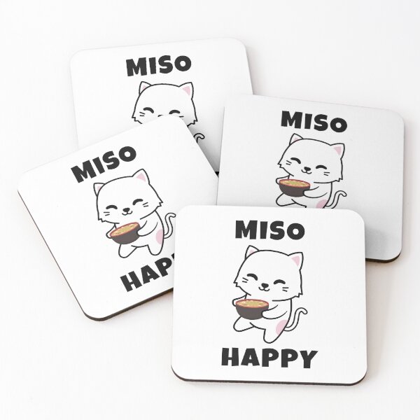 Item preview, Miso Happy - Cute Anime Cat Kawaii Pun designed and sold by EstelleStar.