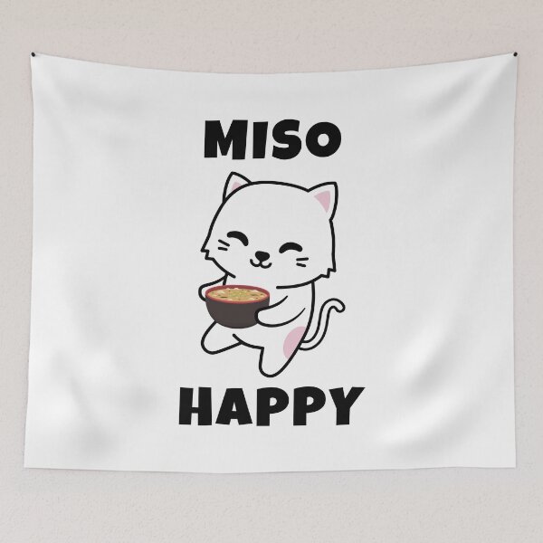 Item preview, Miso Happy - Cute Anime Cat Kawaii Pun designed and sold by EstelleStar.