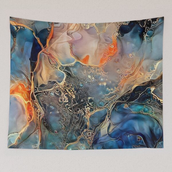 Artikelvorschau, Fantasy Swirled Marble (Blau und Orange) entworfen und verkauft von Roguejackalope.