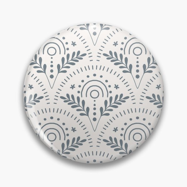 Item preview, boho vibes scallop cream and steel blue designed and sold by Chelsea Jay.