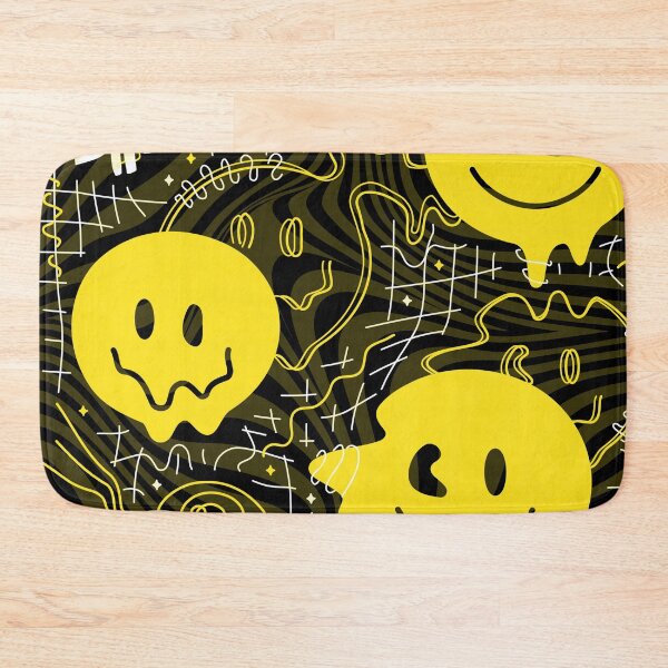Item preview, japanese style yellow smile emoji optical pattern designed and sold by Beeroclock.