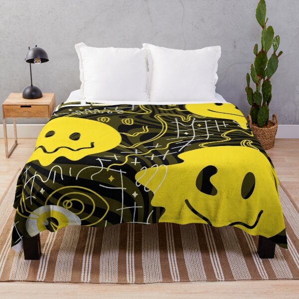 Item preview, japanese style yellow smile emoji optical pattern designed and sold by Beeroclock.