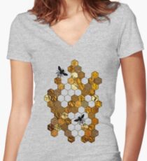 Golden Honeycomb Women's Fitted V-Neck T-Shirt