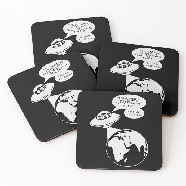 Item preview, Crazy World - UFO Aliens Observing Earth   designed and sold by SpaceAlienTees.