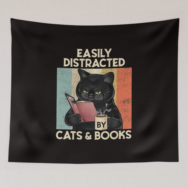 Item preview, Easily Distracted by Cats And Books for Cat Lovers designed and sold by PhillipsA12.