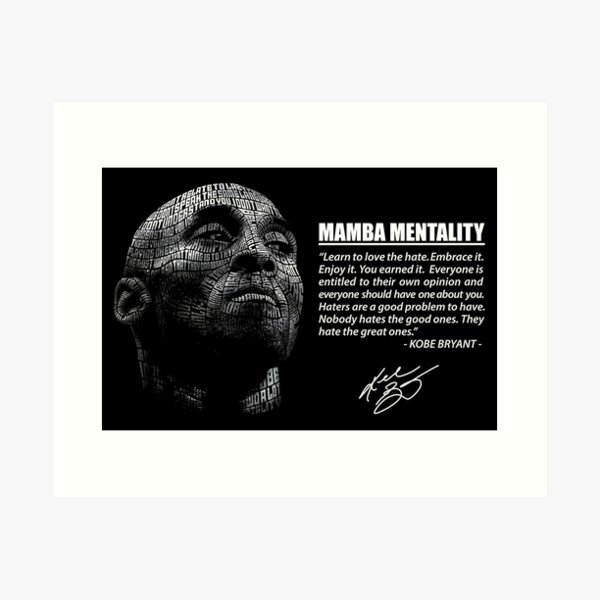 Kobe Bryant Inspirational Quotes Poster, Black Mamba Mentality Wall Art Decor, K