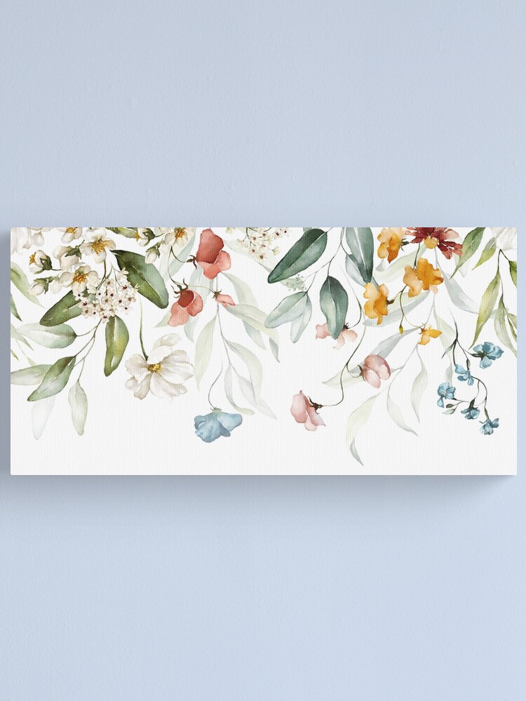 Alternate view of Watercolor Flower Border Canvas Print
