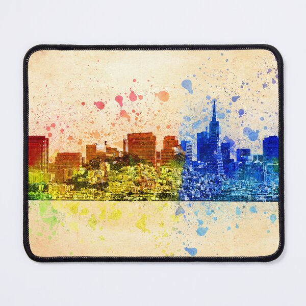 Item preview, Downtown San Francisco skyline and the Golden Gate bridge - colorful painting designed and sold by NickoPrints.