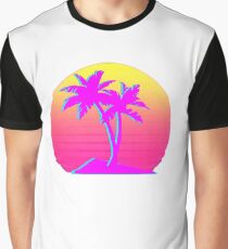 Retro Palm Trees with Sun Graphic T-Shirt