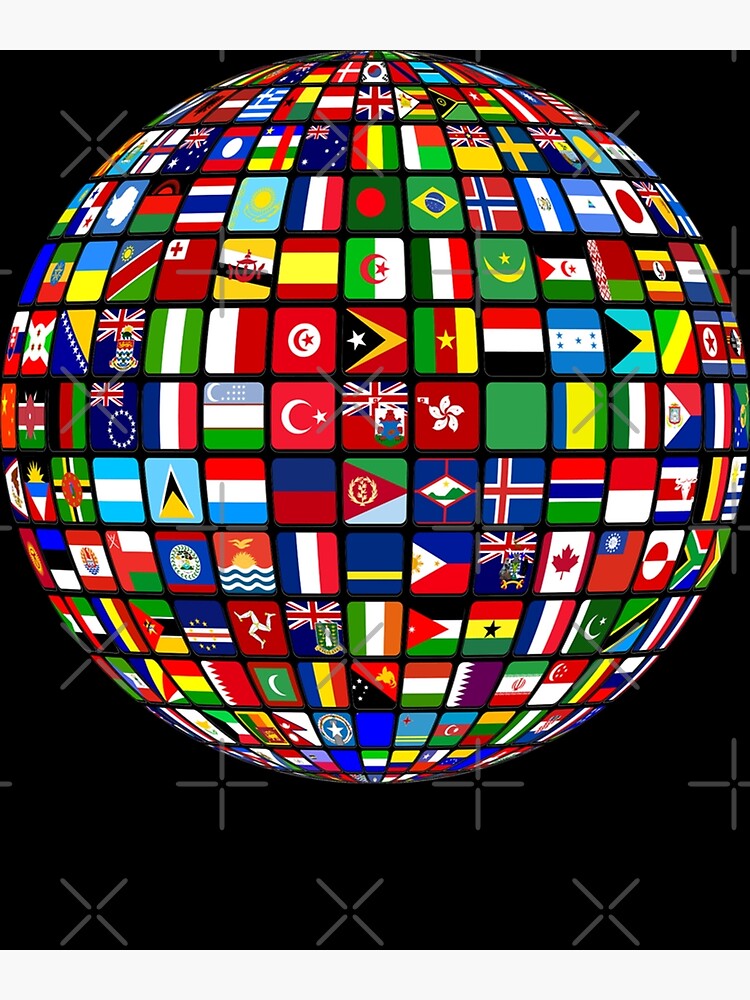 WORLD FLAGS BANNERS BY CONTINENT POSTER CHART PRINT NEW 22X34 FAST FREE  SHIP