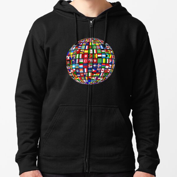 International World Flags Flags World Map Zipped Hoodie