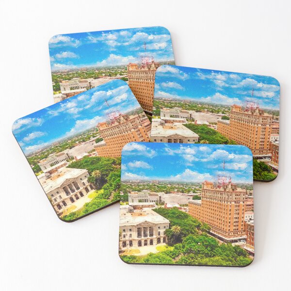 Item preview, Aerial of downtown Laredo, Texas - digital painting designed and sold by NickoPrints.