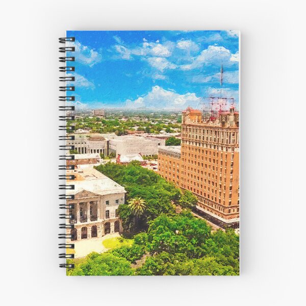 Item preview, Aerial of downtown Laredo, Texas - digital painting designed and sold by NickoPrints.