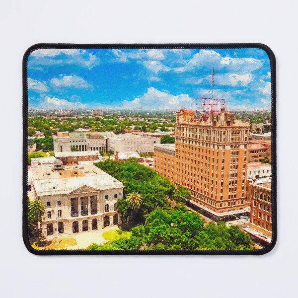 Item preview, Aerial of downtown Laredo, Texas - digital painting designed and sold by NickoPrints.