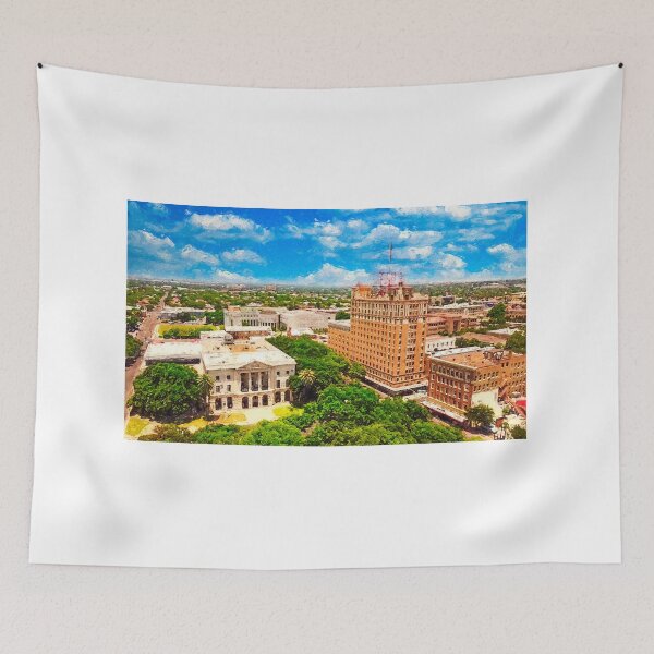 Item preview, Aerial of downtown Laredo, Texas - digital painting designed and sold by NickoPrints.