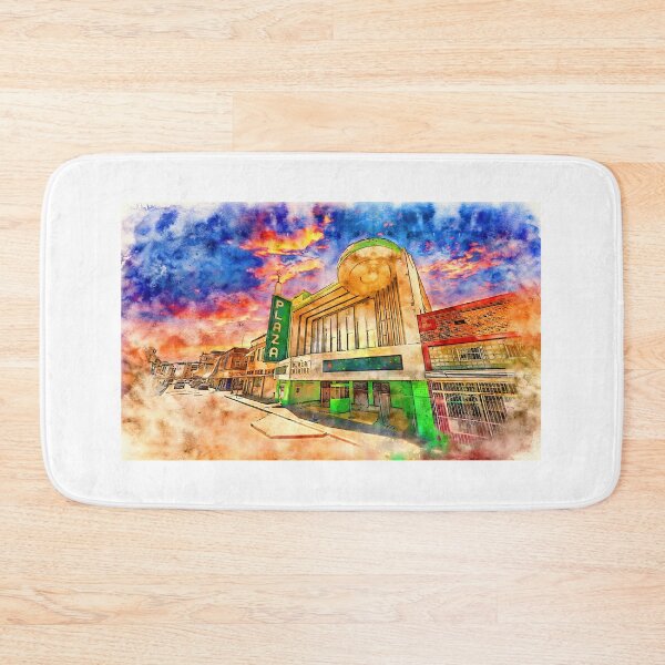 Item preview, Plaza Theater in Laredo at sunset - pen and watercolor designed and sold by NickoPrints.
