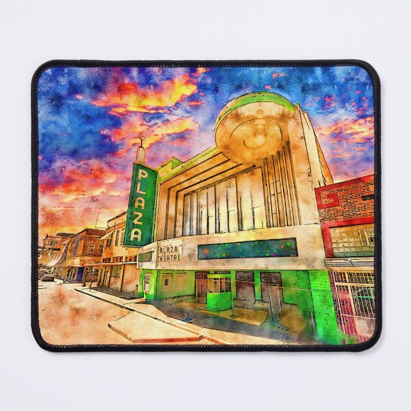Item preview, Plaza Theater in Laredo at sunset - pen and watercolor designed and sold by NickoPrints.