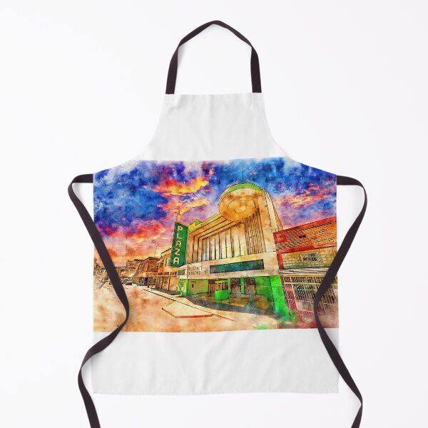 Item preview, Plaza Theater in Laredo at sunset - pen and watercolor designed and sold by NickoPrints.