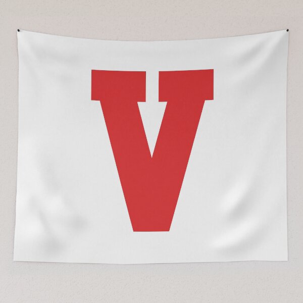 Aperçu de l'œuvre Alphabet, rouge V, lettre de sport V créée et vendue par TheCultStuff.