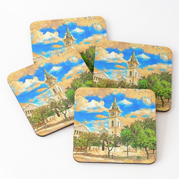 Item preview, Cathedral of San Agustin in Laredo, Texas - digital painting designed and sold by NickoPrints.