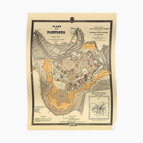 Mapa de Pamplona 1882 Póster