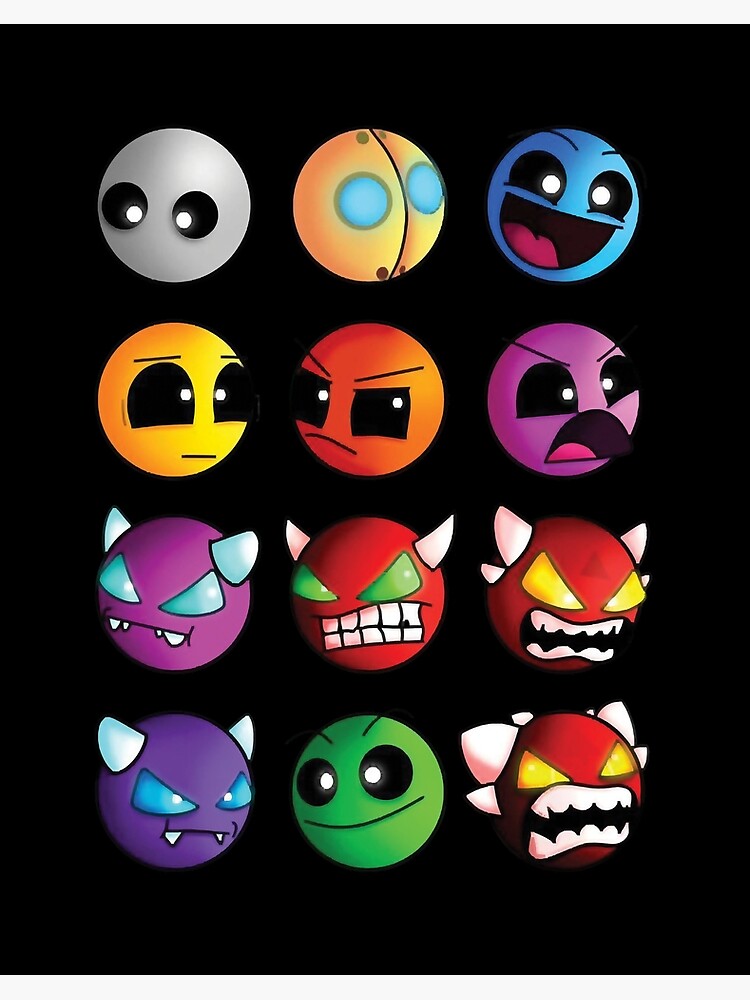 geometry dash difficulty demon faces Greeting Card for Sale by