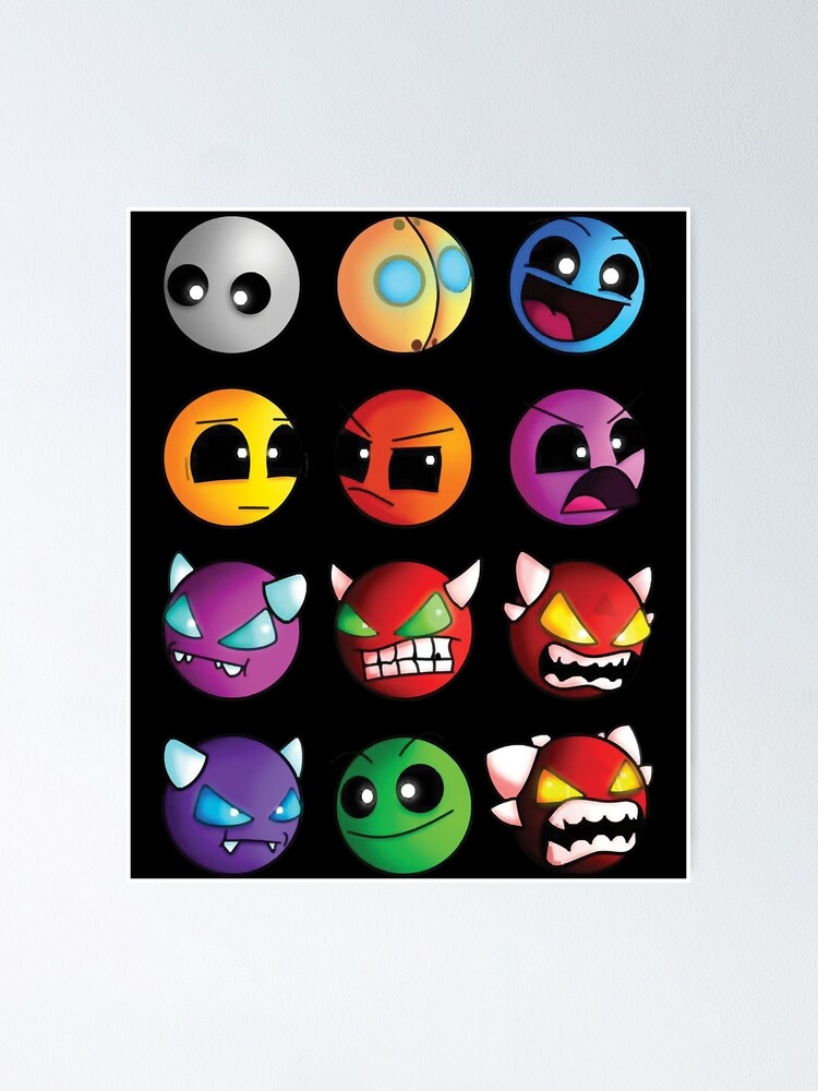 geometry dash difficulty demon faces Greeting Card for Sale by