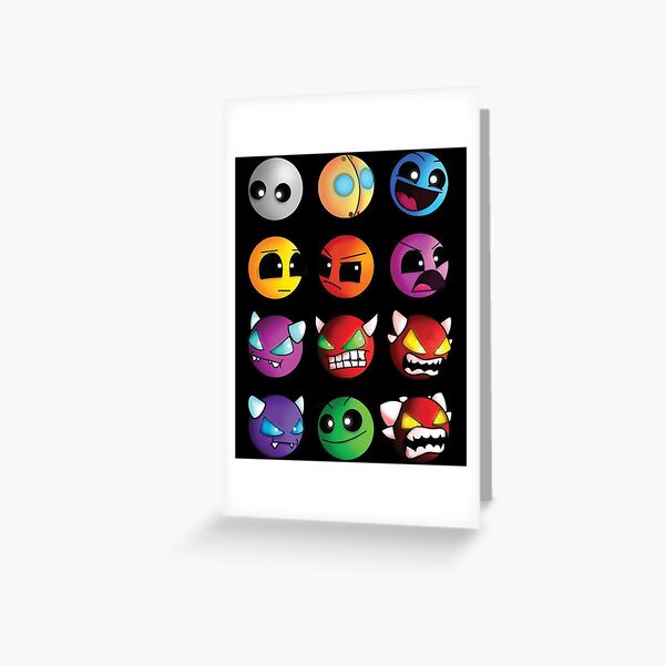 geometry dash difficulty demon faces Greeting Card for Sale by