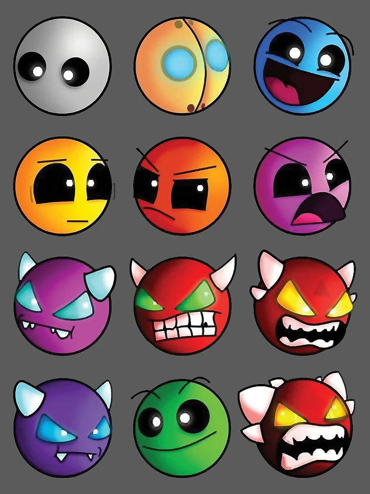 geometry dash difficulty demon faces Greeting Card for Sale by