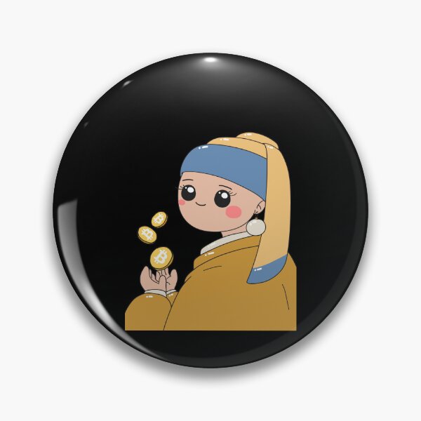 Item preview, Girl with a Pearl Earring Crypto Bitcoin Simple Cute Kawaii Doodle Painting designed and sold by Annisa Yuwanda.