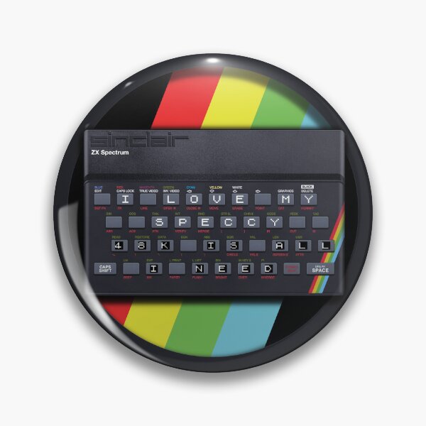 Item preview, I LOVE MY SPECCY - 48k is all I Need  |  Sinclair ZX Spectrum Computer with Striped Background designed and sold by RetroTeeStudio.